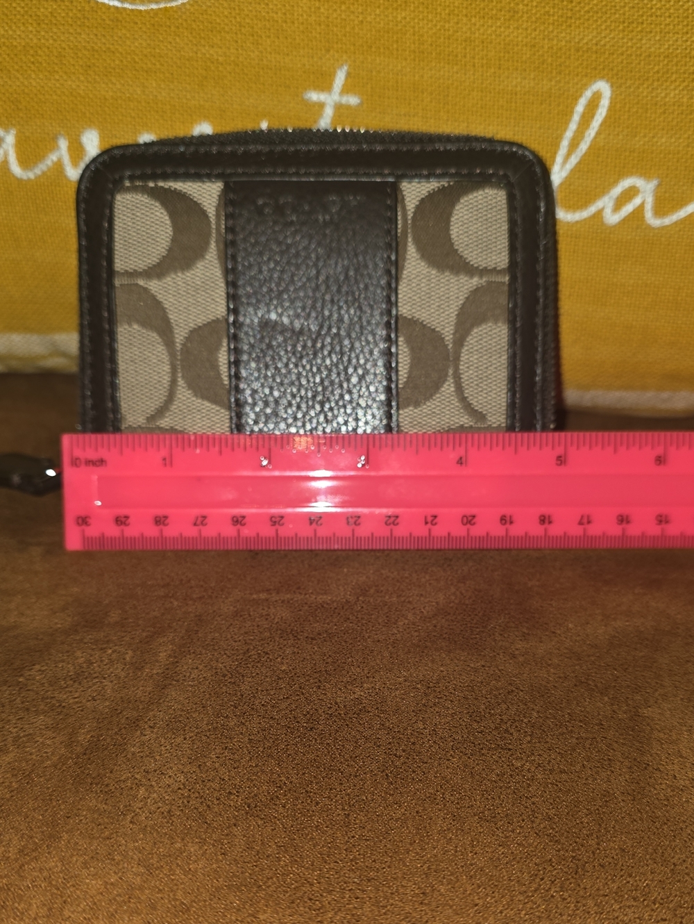 Brown And Tan Coach Compact Wallet